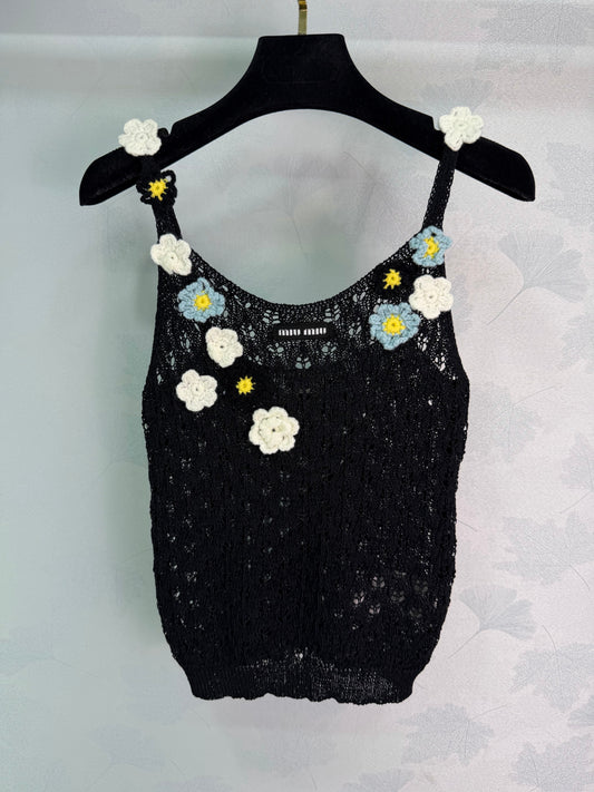 26SS NEW Hand-crocheted flower camisole