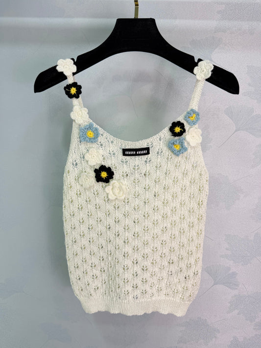 26SS NEW Hand-crocheted flower camisole