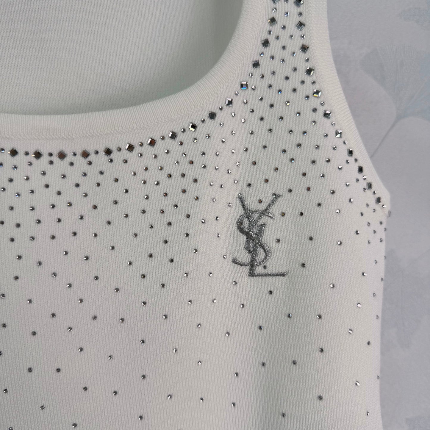 26SS NEW rhinestone knitted vest