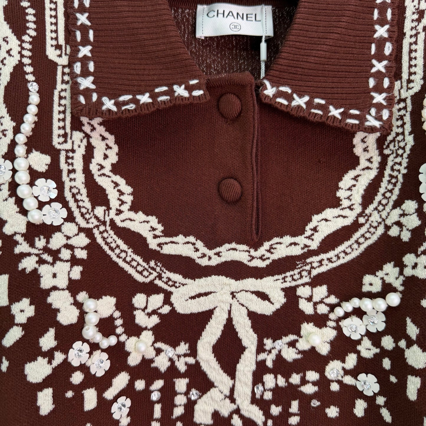26SS NEU Retro Jacquard gestrickte Kurzarm