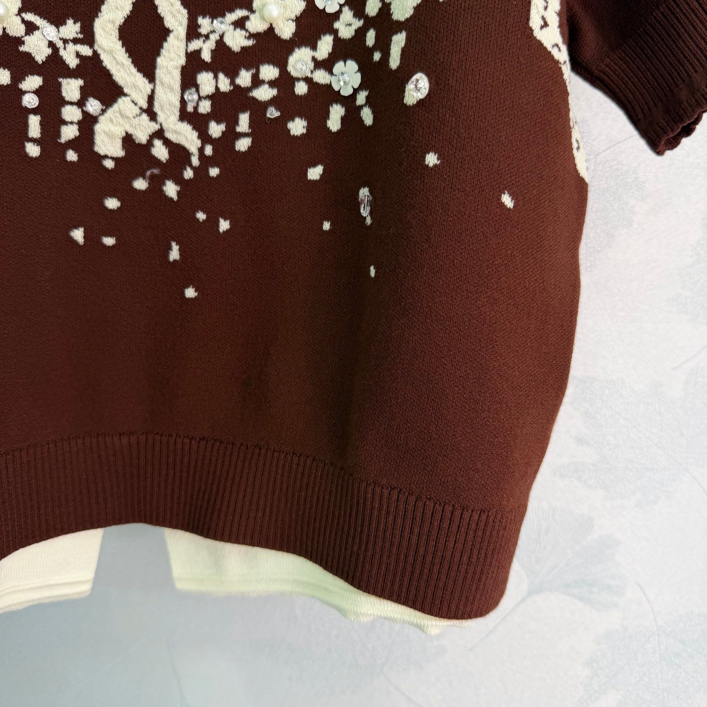 26SS NEU Retro Jacquard gestrickte Kurzarm