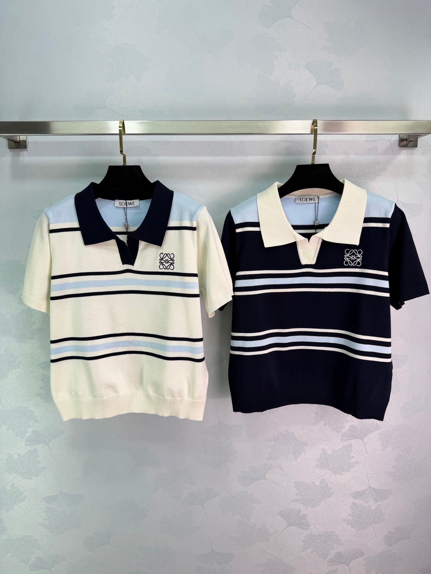 26SS NEW Lapel contrast striped knitted short sleeves