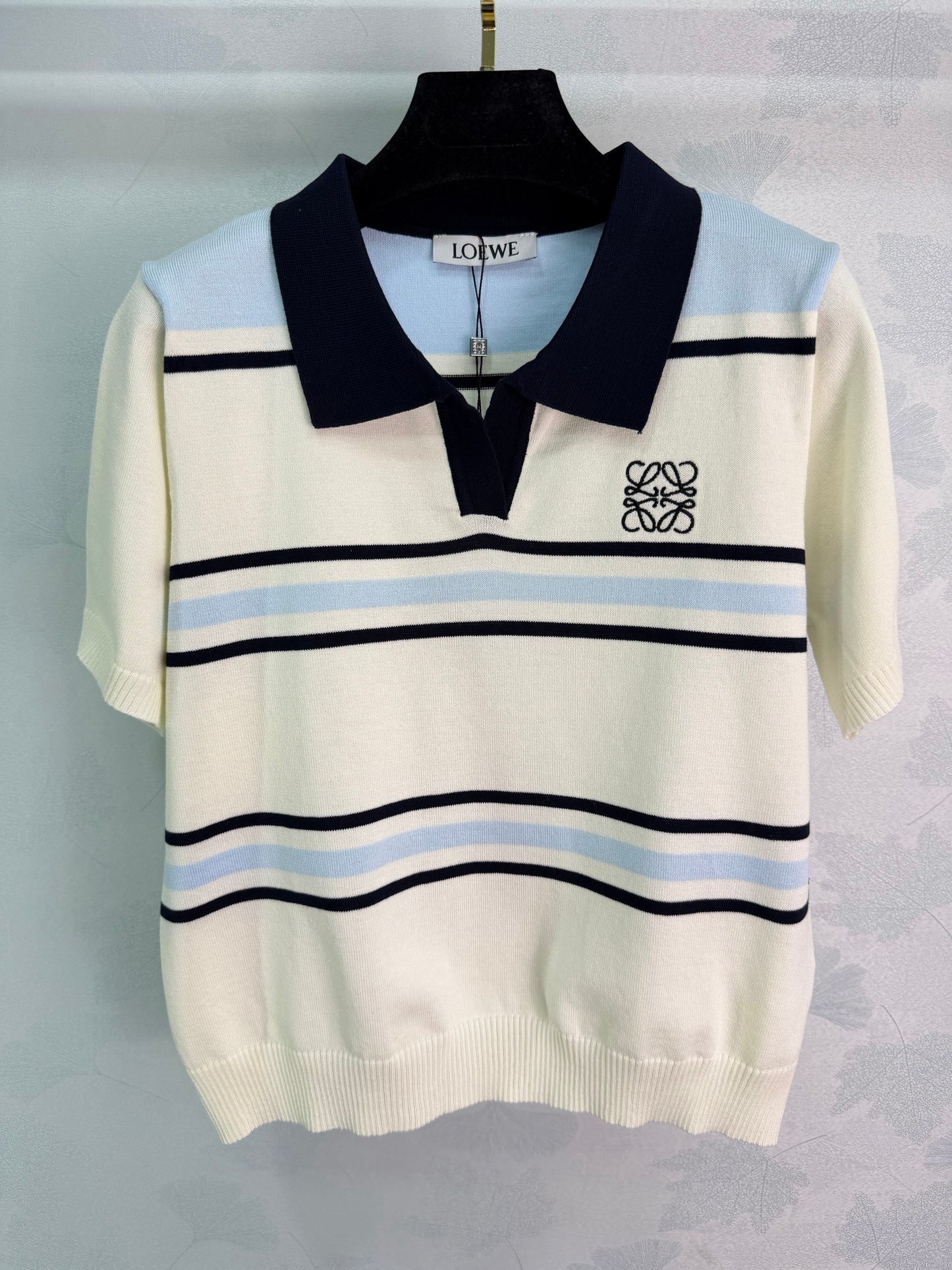 26SS NEW Lapel contrast striped knitted short sleeves