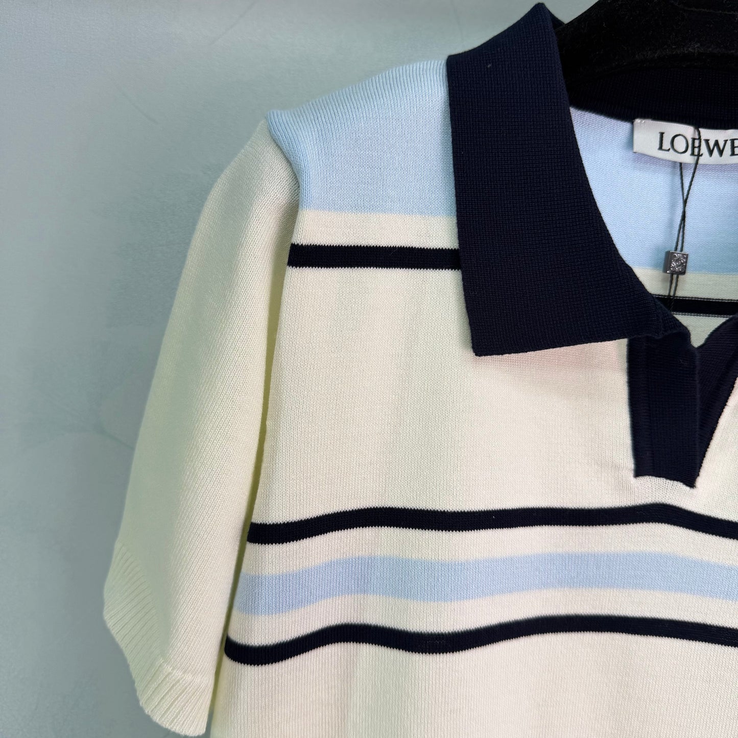 26SS NEW Lapel contrast striped knitted short sleeves