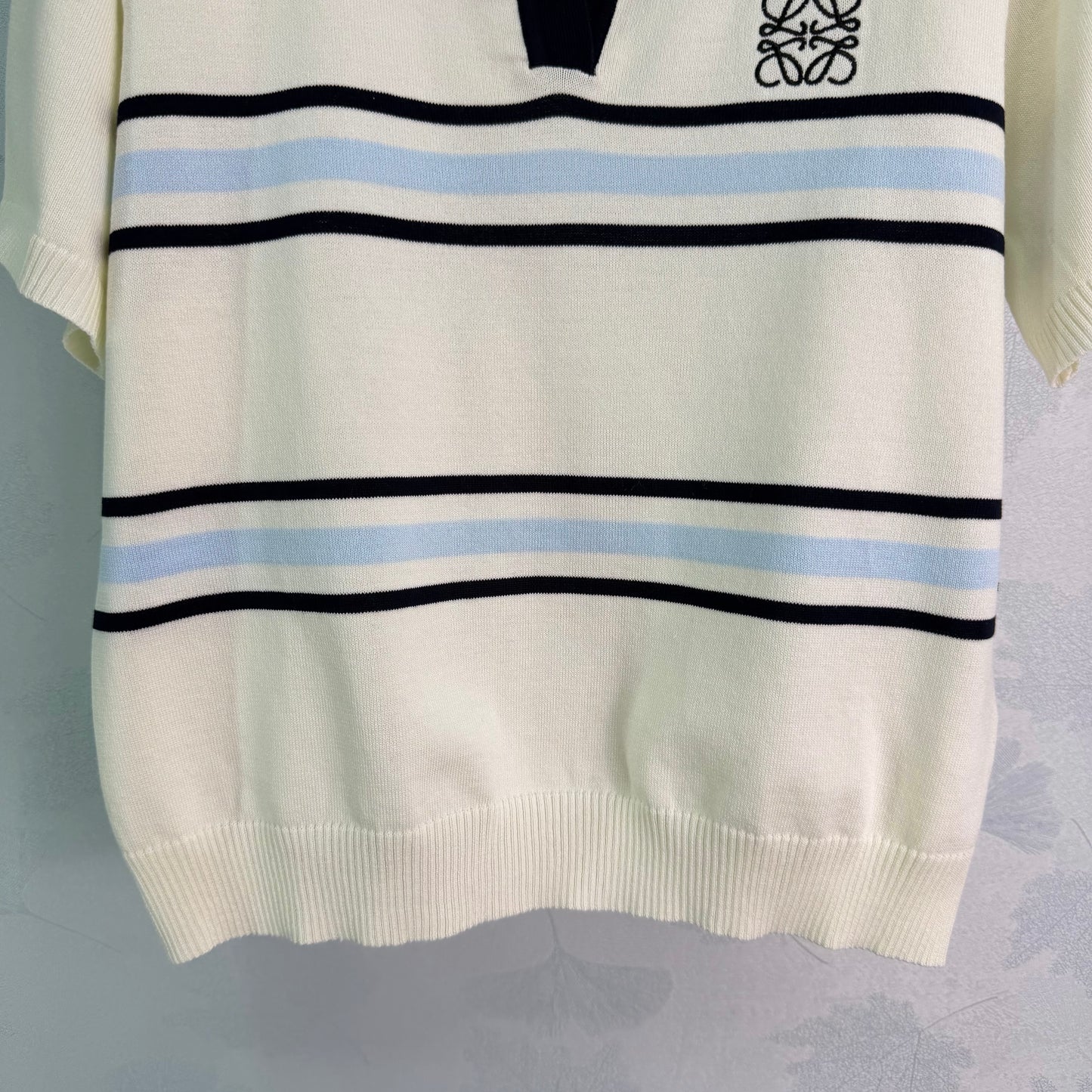 26SS NEW Lapel contrast striped knitted short sleeves