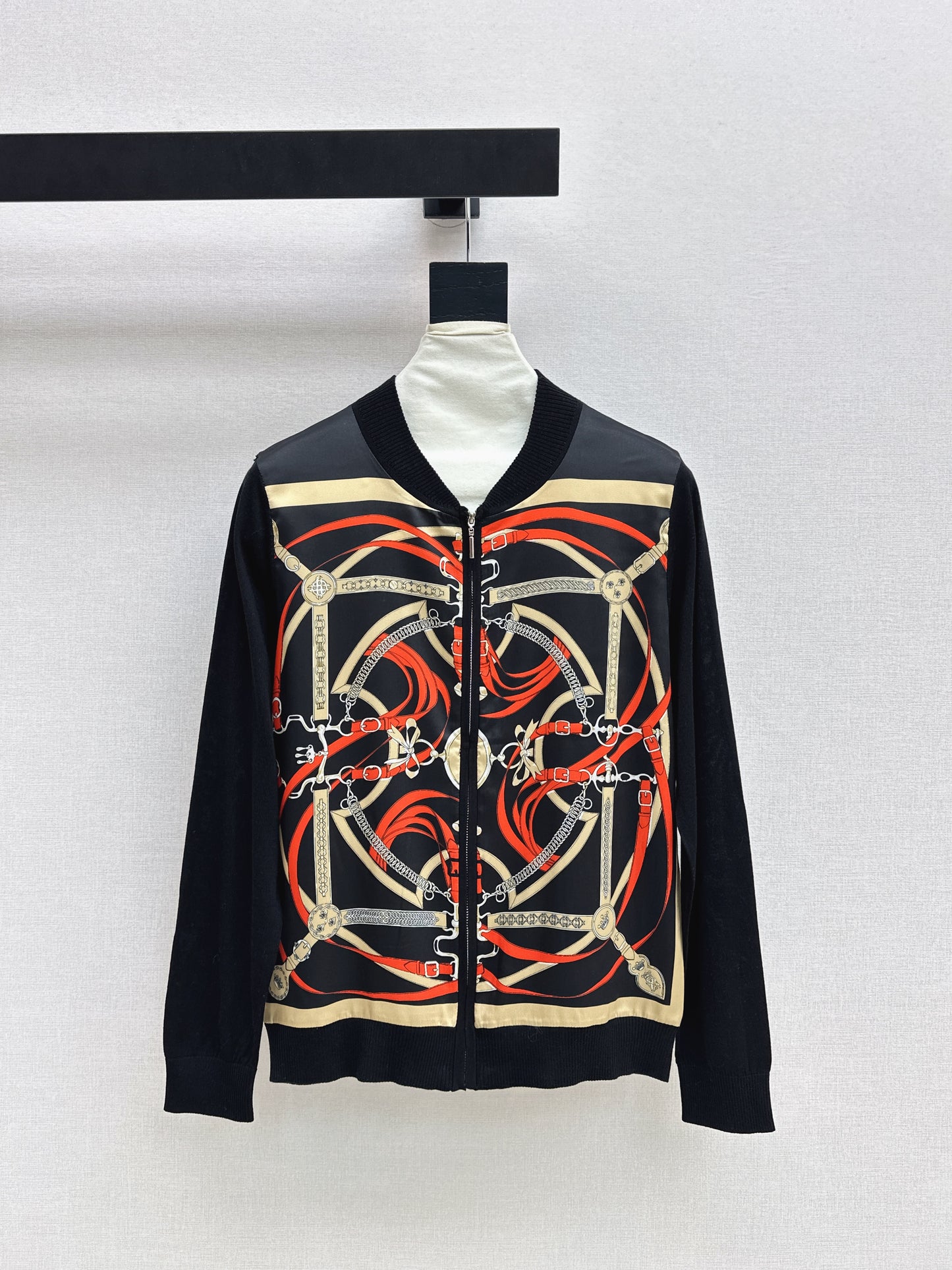 26SS NEW Printed pattern patchwork knitted cardigan