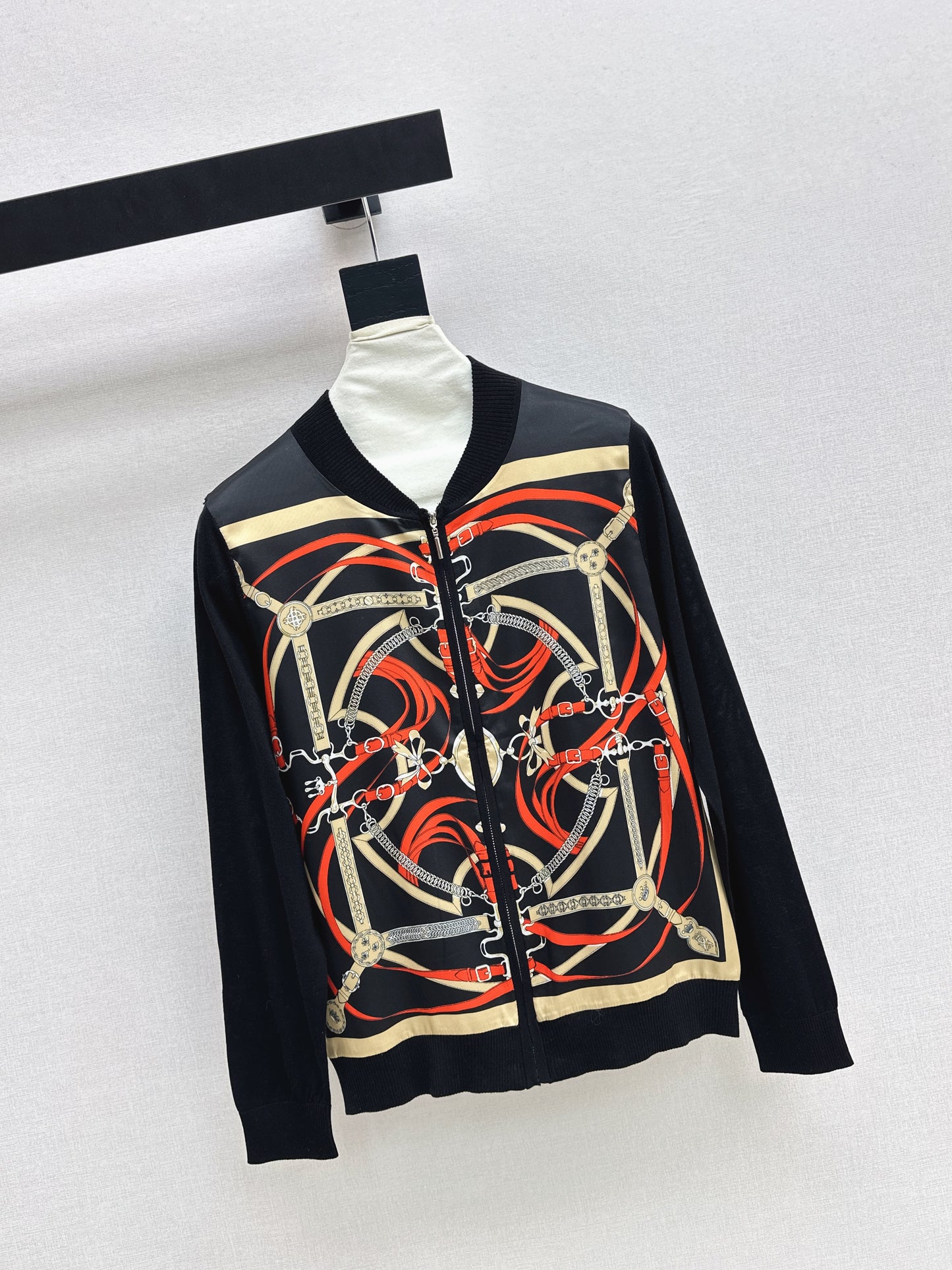 26SS NEW Printed pattern patchwork knitted cardigan