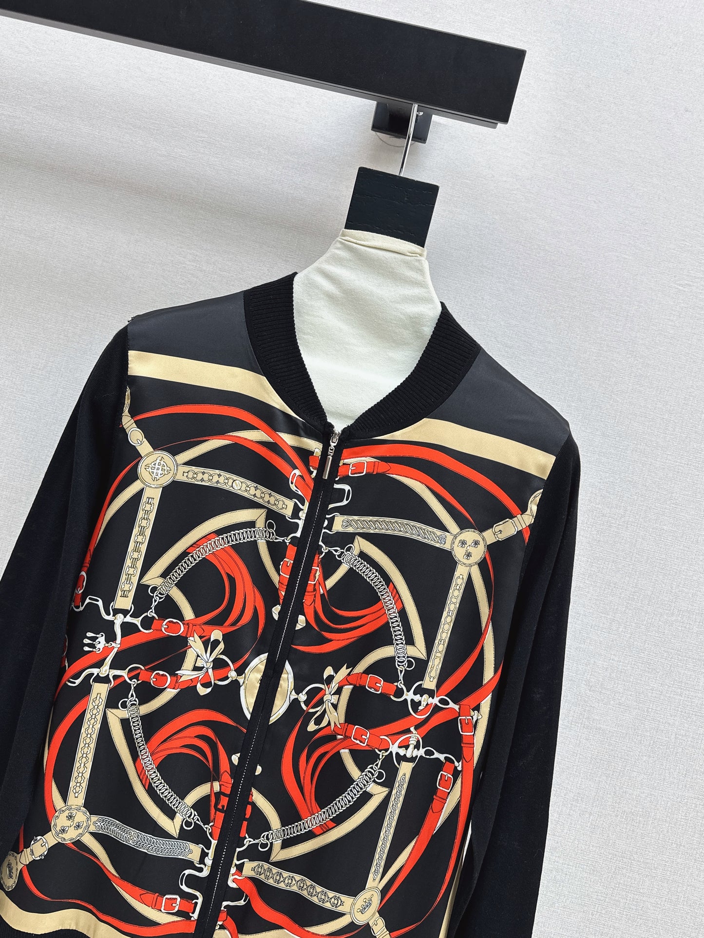 26SS NEW Printed pattern patchwork knitted cardigan