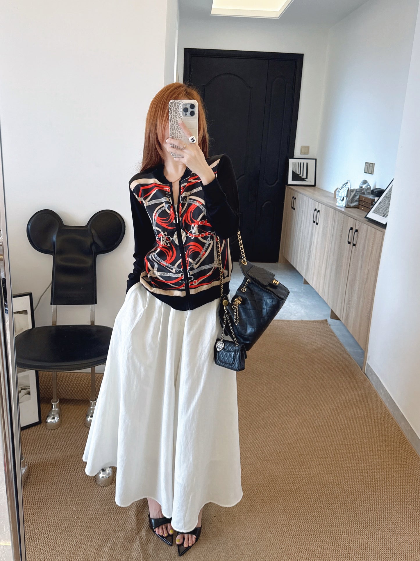 26SS NEW Printed pattern patchwork knitted cardigan