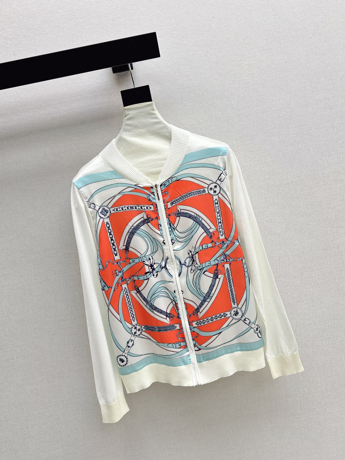 26SS NEW Printed pattern patchwork knitted cardigan