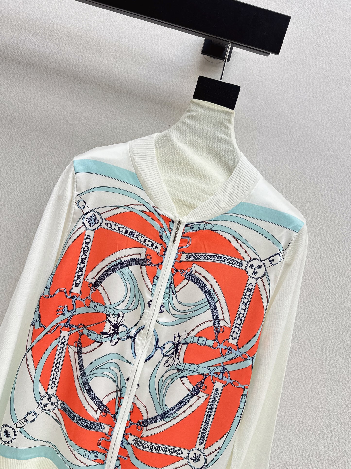 26SS NEW Printed pattern patchwork knitted cardigan