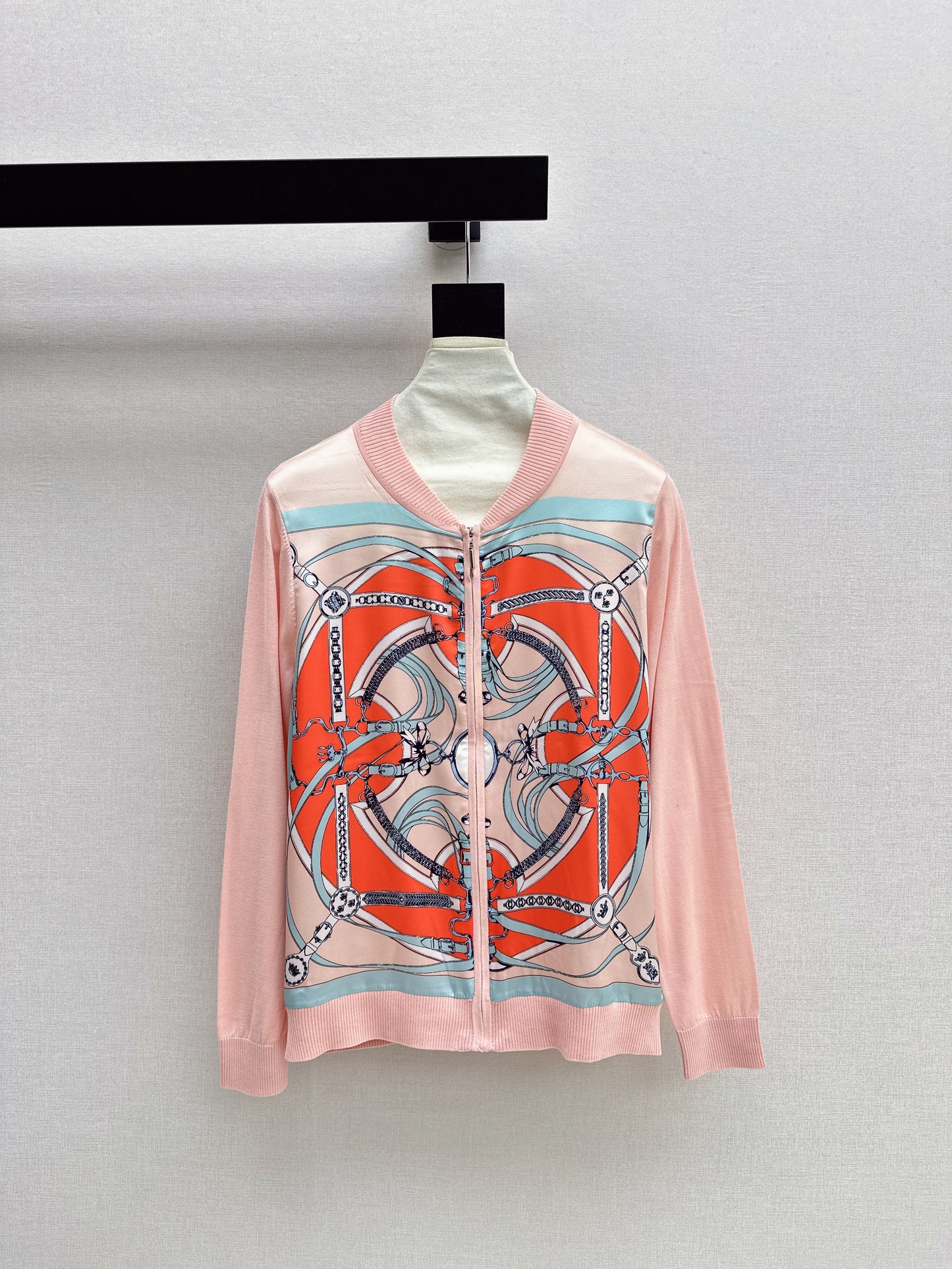 26SS NEW Printed pattern patchwork knitted cardigan