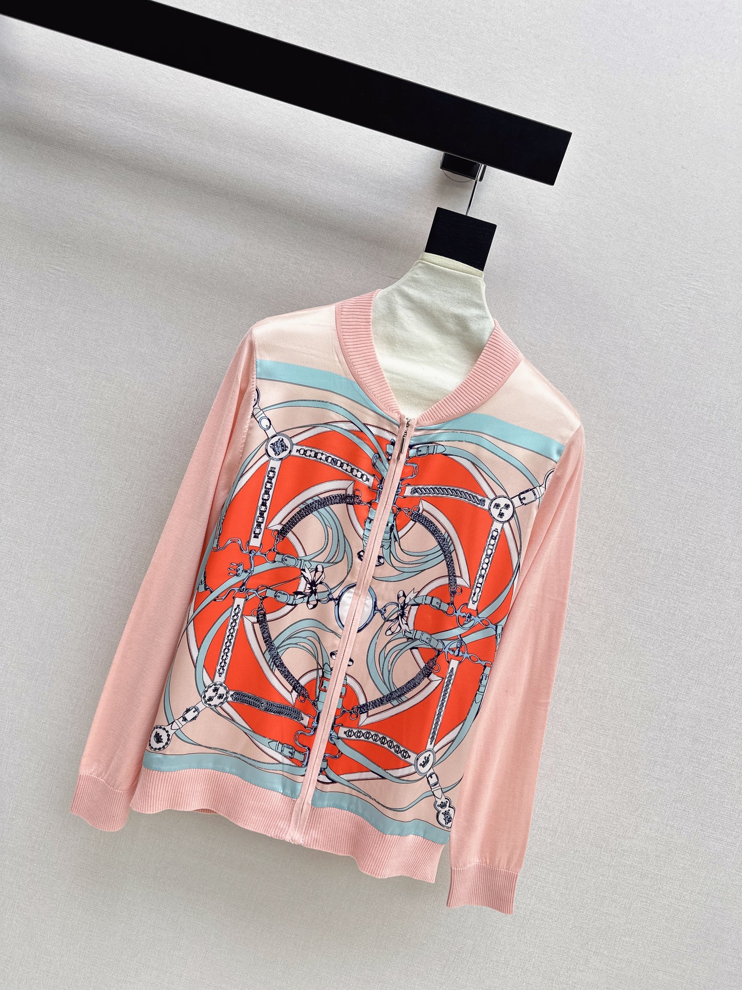26SS NEW Printed pattern patchwork knitted cardigan