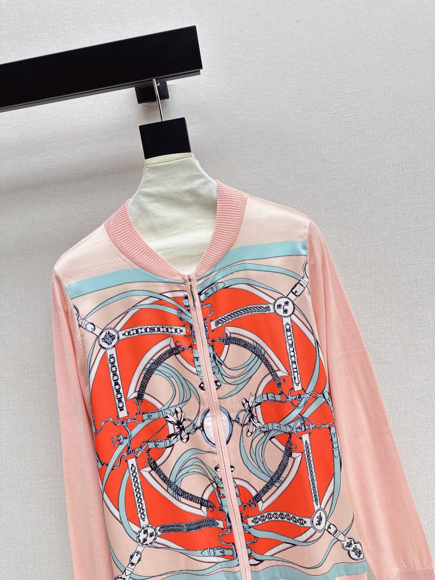 26SS NEW Printed pattern patchwork knitted cardigan