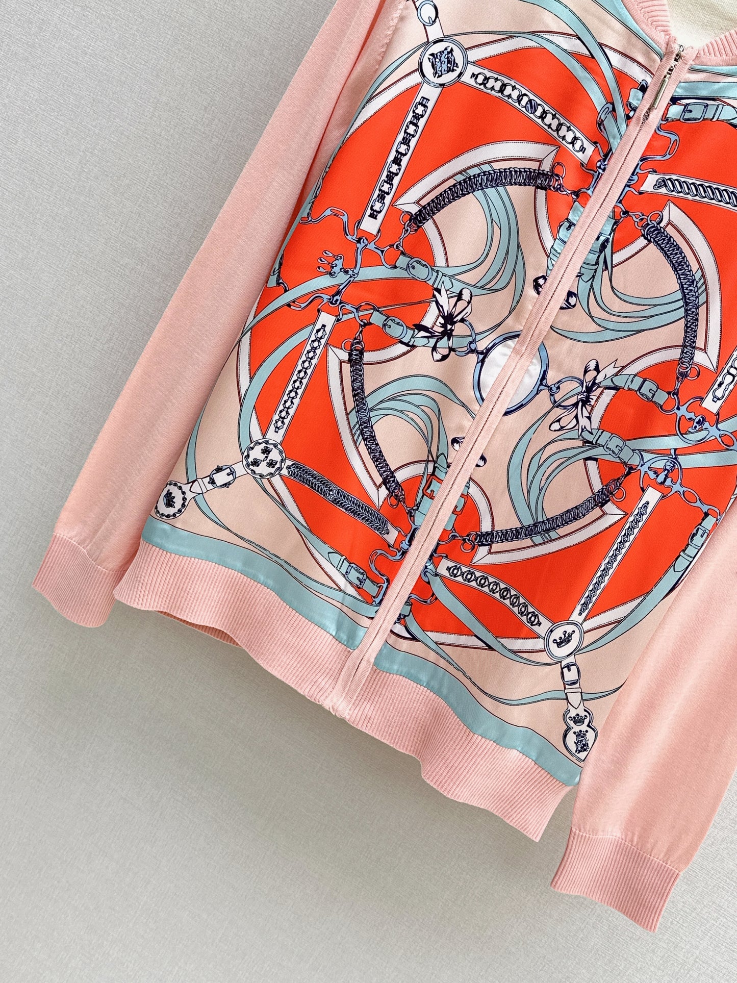 26SS NEW Printed pattern patchwork knitted cardigan