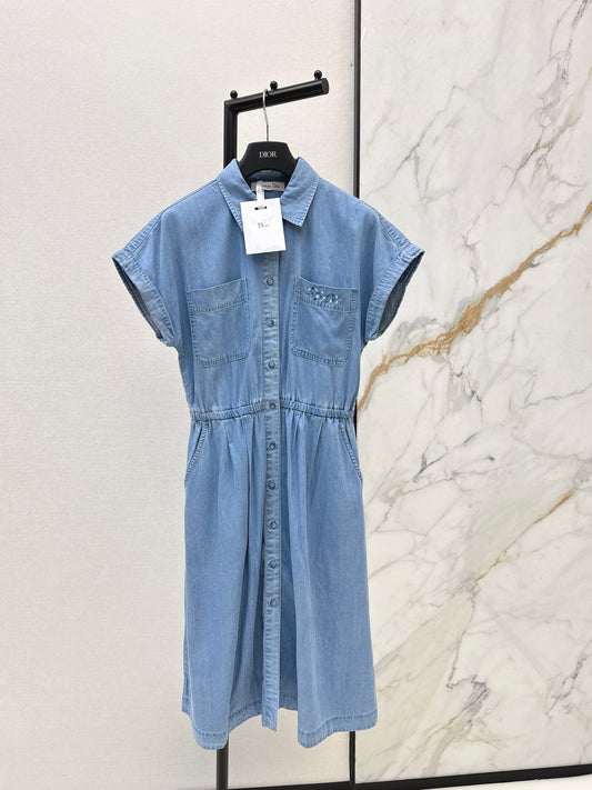 26SS NEW Tencel denim dress with embroidery pattern