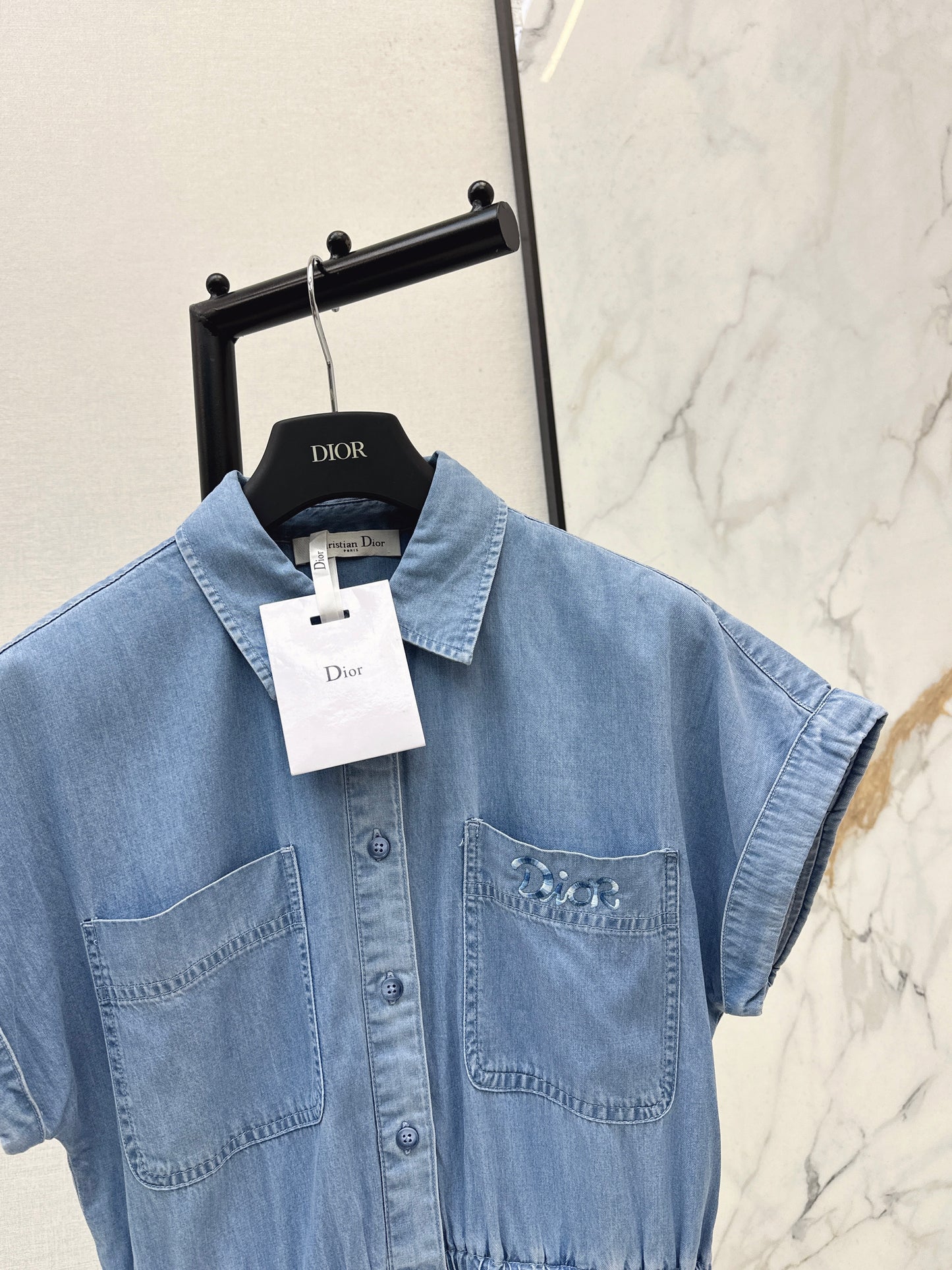 26SS NEW Tencel denim dress with embroidery pattern