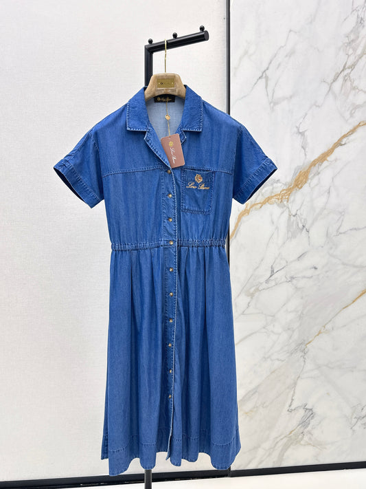 26SS NEW Tencel denim dress with embroidery pattern