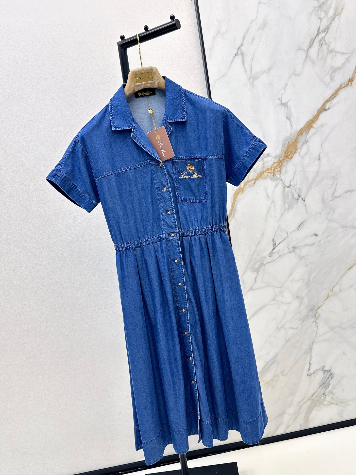 26SS NEW Tencel denim dress with embroidery pattern