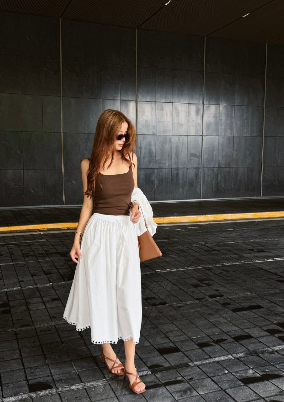 26SS NEW must-have Arc de Triomphe hollow lace romantic white skirt for vacation style