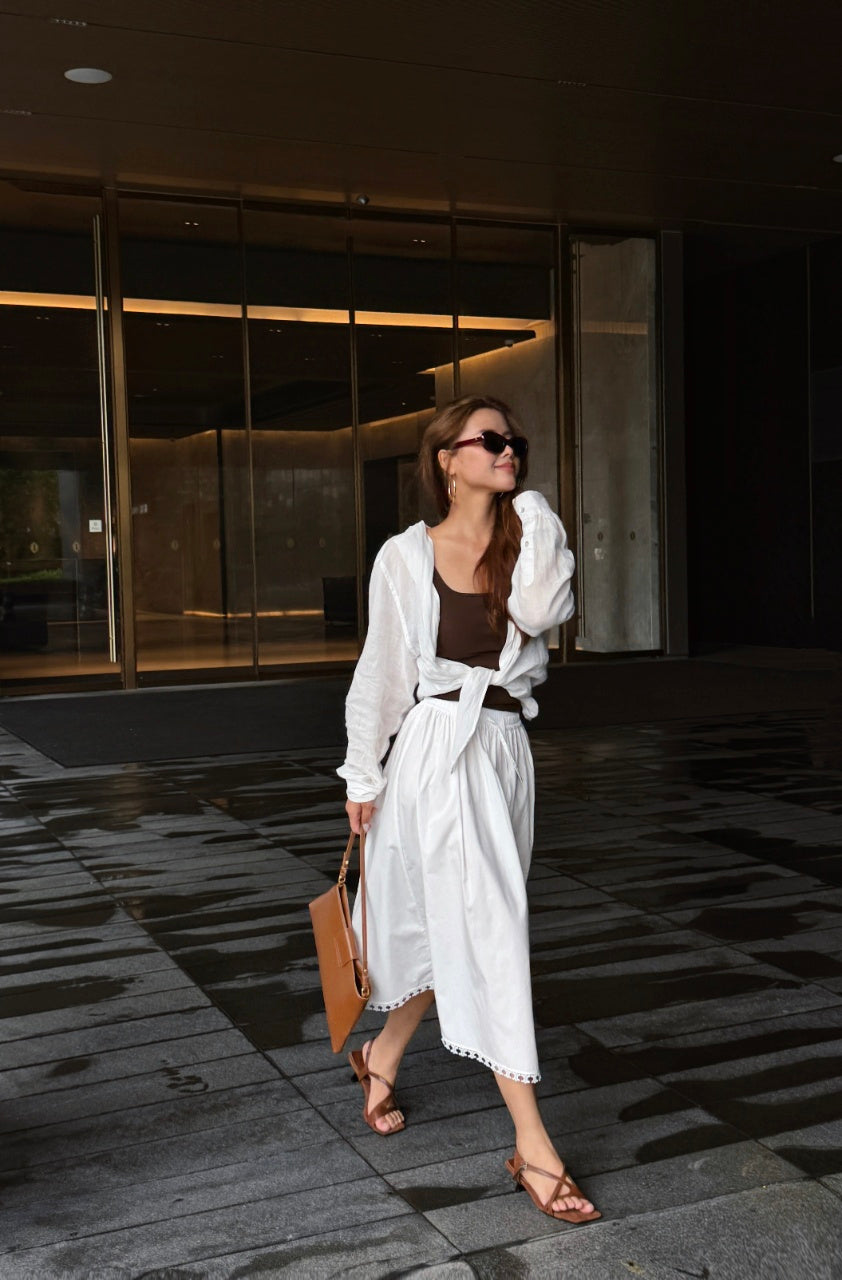 26SS NEW must-have Arc de Triomphe hollow lace romantic white skirt for vacation style