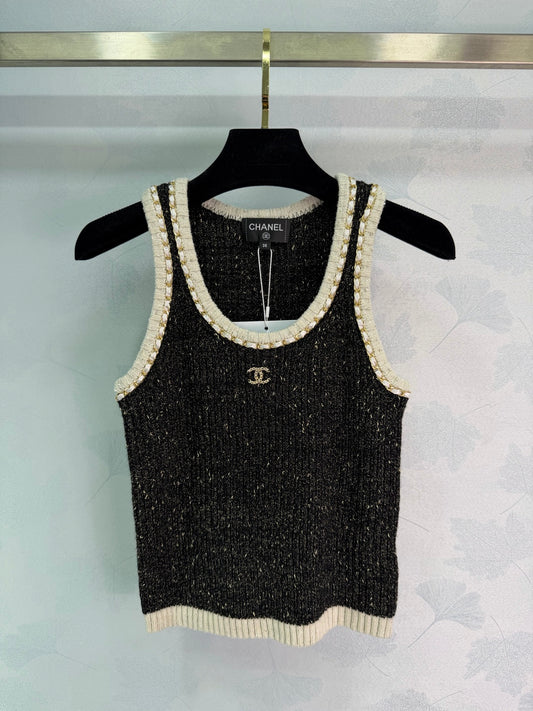 🔥HOT🔥26SS NEW Black tweed blend knitted vest