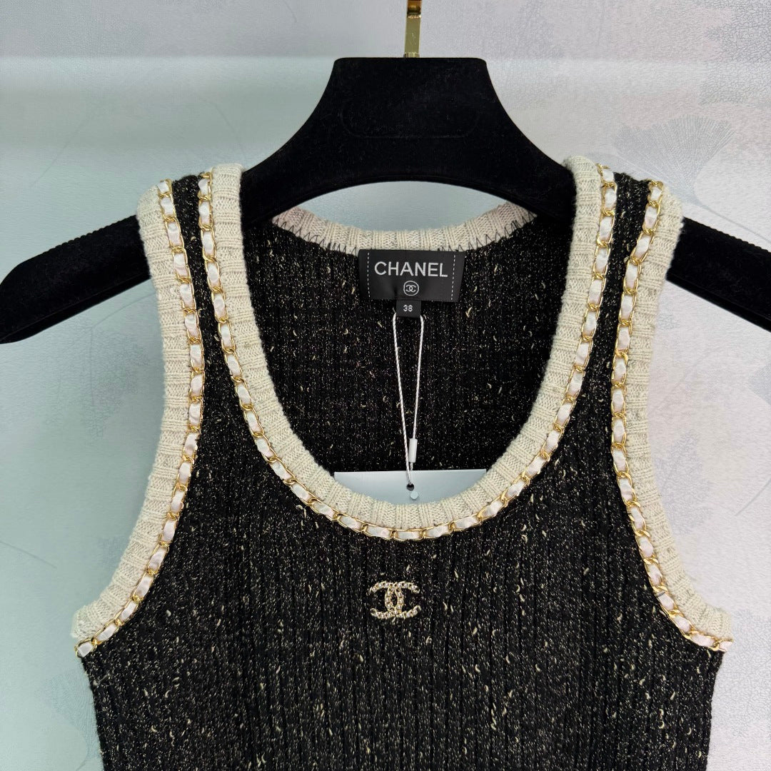 🔥HOT🔥26SS NEW Black tweed blend knitted vest