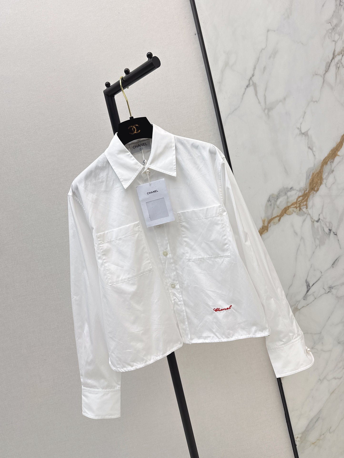 26SS NEU Coco Girls French Pearl Button Shirt