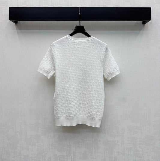26SS NEW Jacquard round neck knitted short sleeves