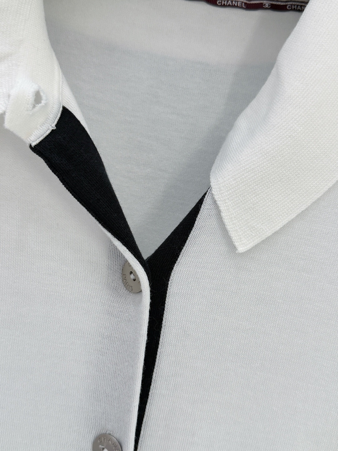 26SS NEW White lapel contrast placket knitted cardigan