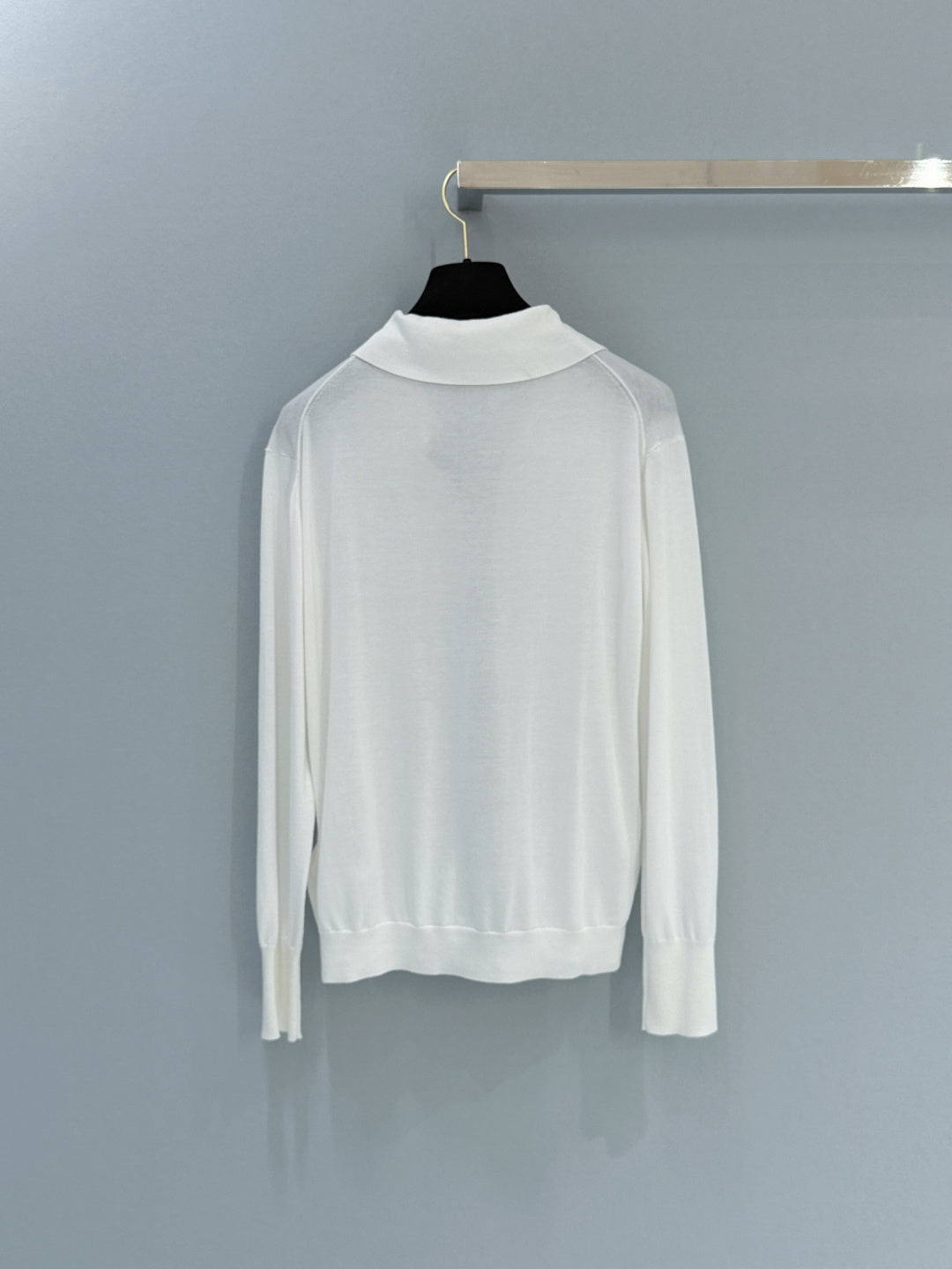 26SS NEW White lapel contrast placket knitted cardigan