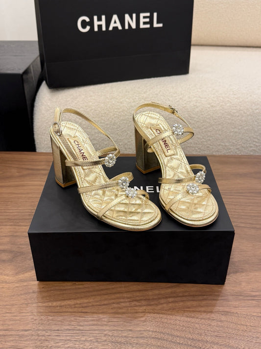 26SS NEW Golden Camellia Pearl Sandals (height: 9.5cm)