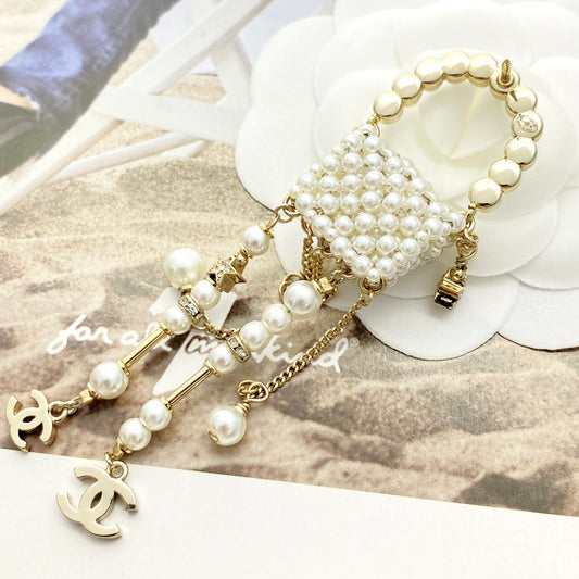 26SS NUEVO Broche con borla de cadena para bolso con perlas