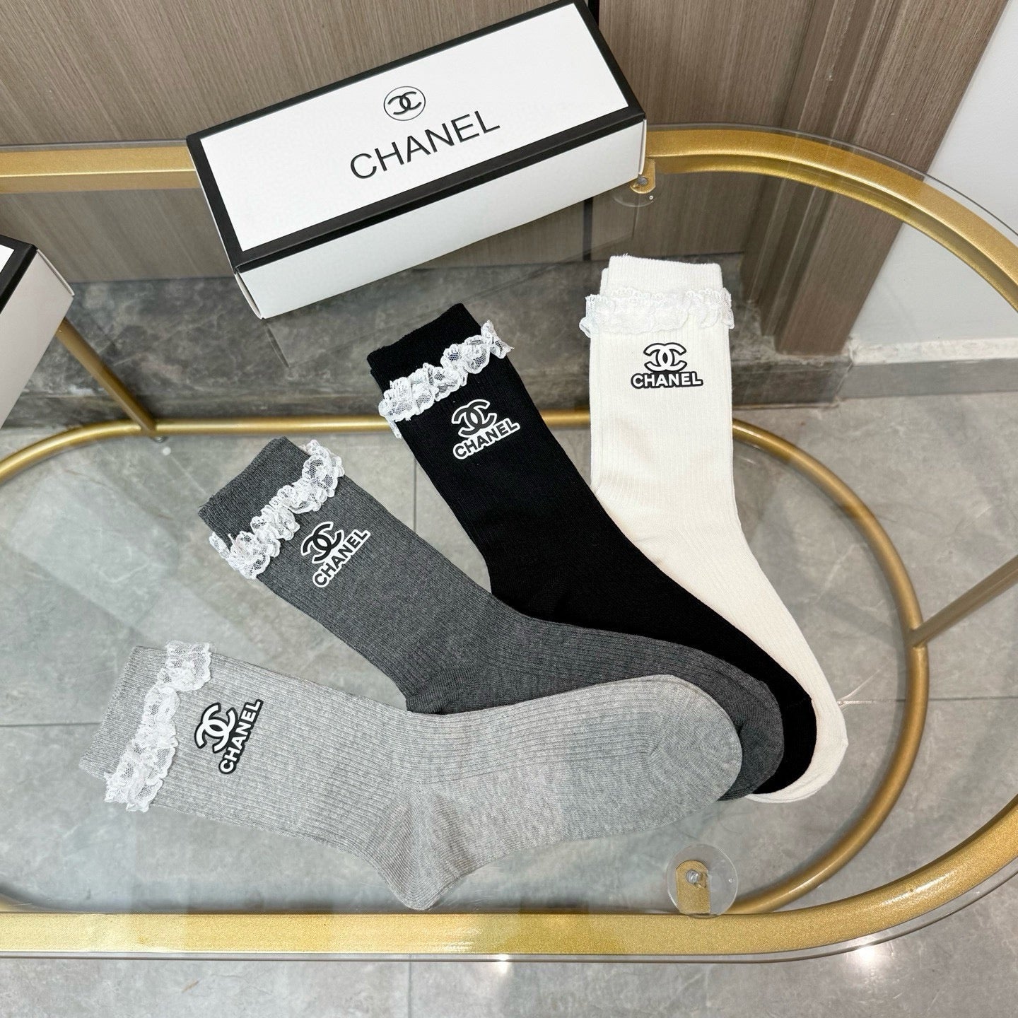 26SS NEW Double C letter stockings（No single-item shipping）