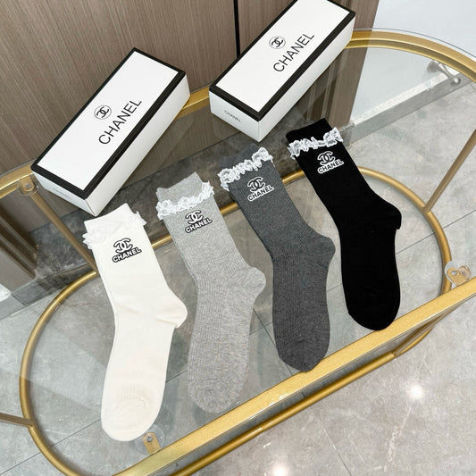 26SS NEW Double C letter stockings（No single-item shipping）