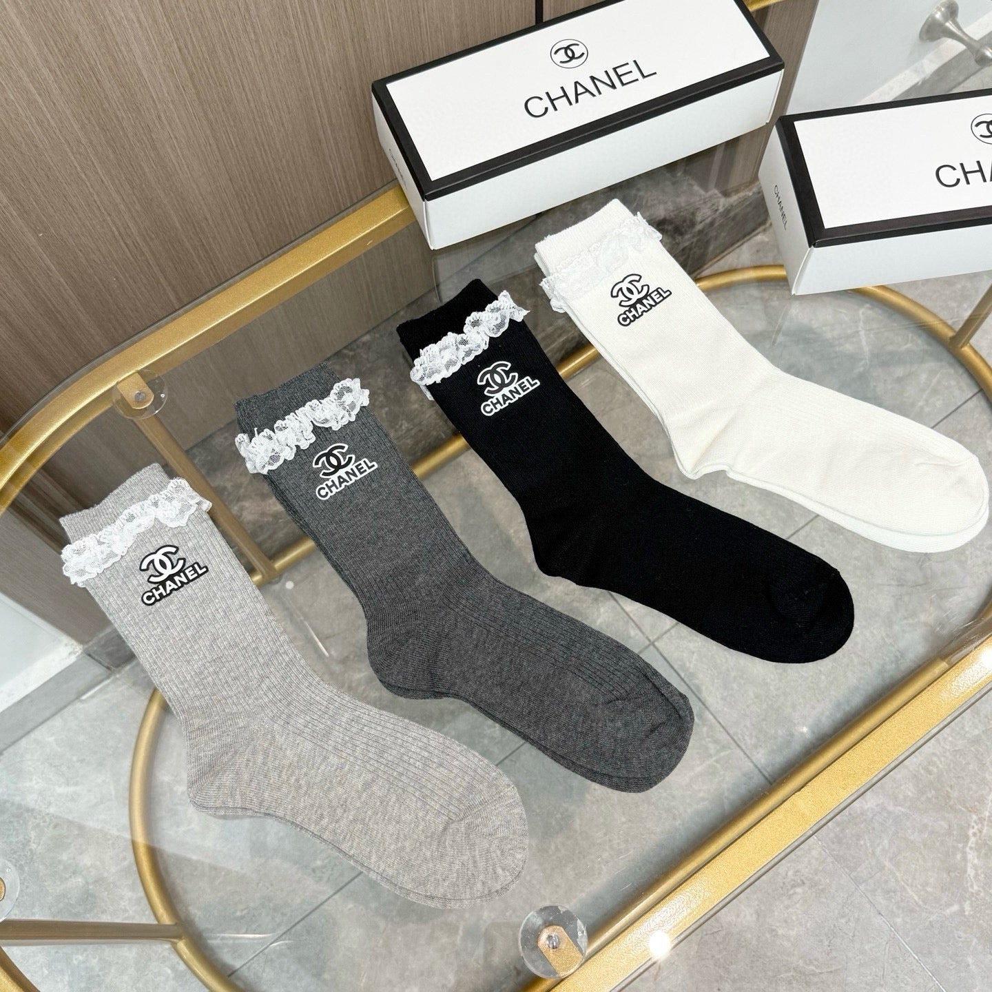 26SS NEW Double C letter stockings（No single-item shipping）