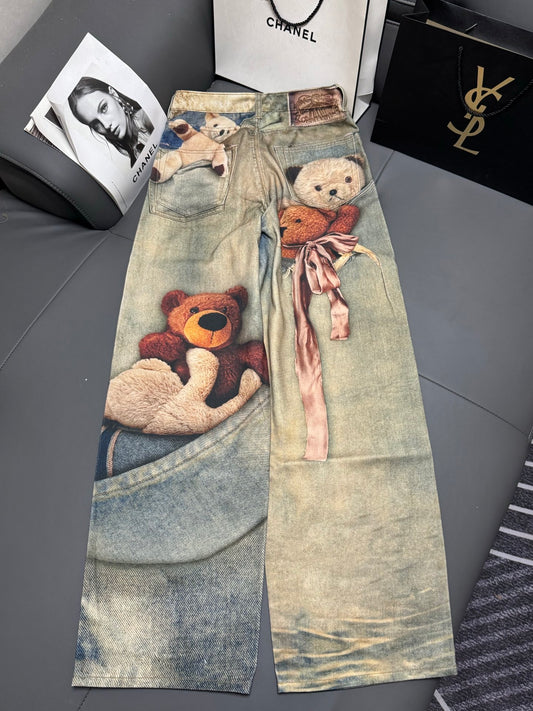 🔥HOT🔥26SS NEW 3D Teddy Bear Jeans
