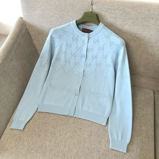 26SS NEW Hollow diamond knitted cardigan