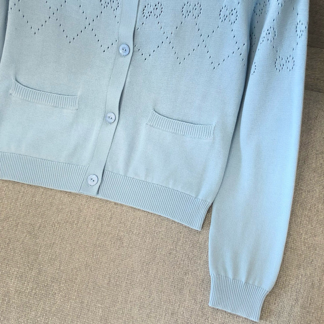 26SS NEW Hollow diamond knitted cardigan