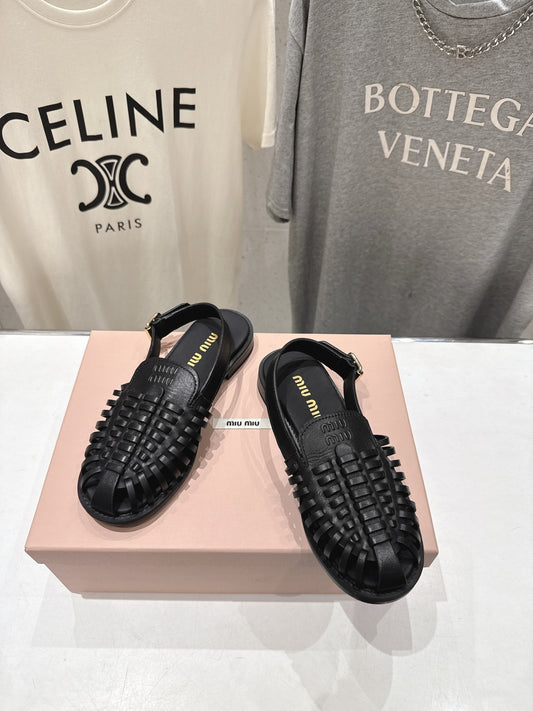 26SS NEW Flat retro style sandals woven mules