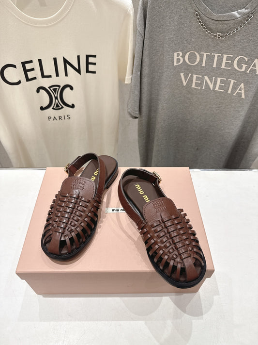26SS NEW Flat retro style sandals woven mules