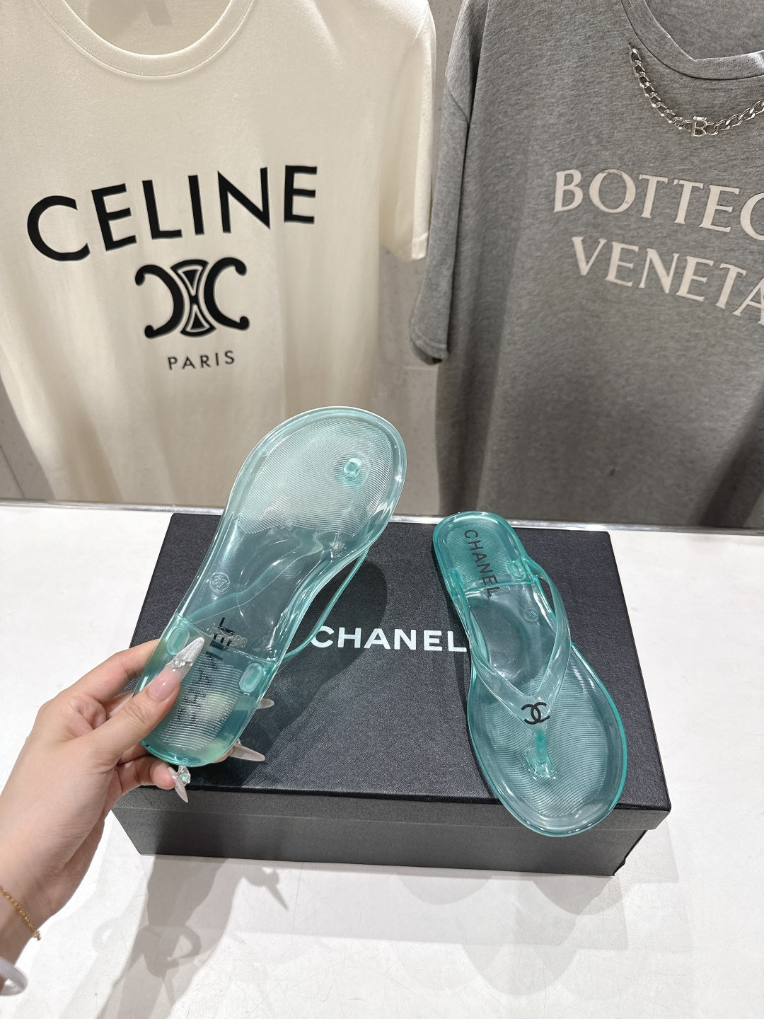 26SS NEU Transparente Flip-Flops Strandsandalen