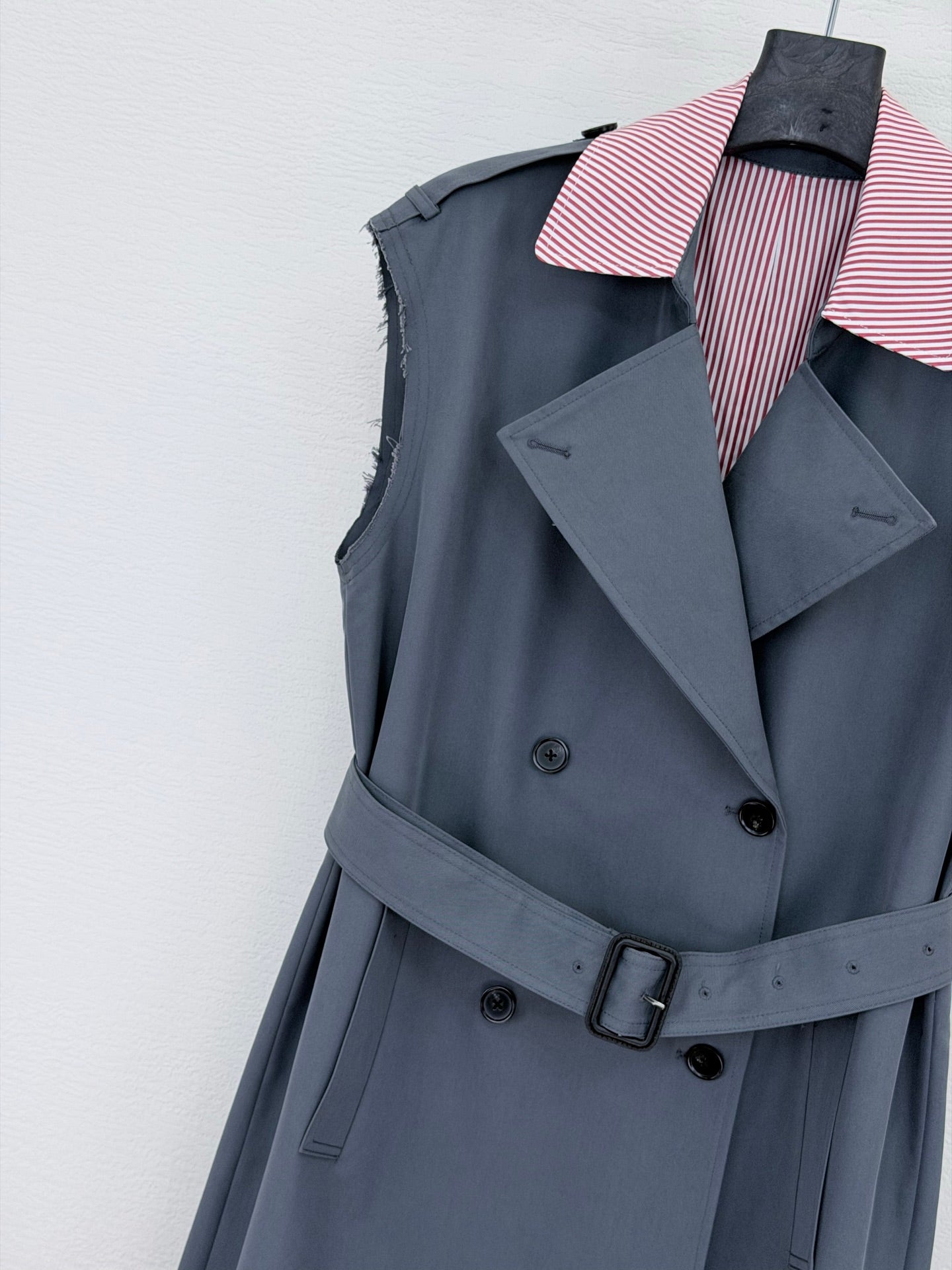 26SS NEW Striped contrasting lapel trench coat long vest jacket