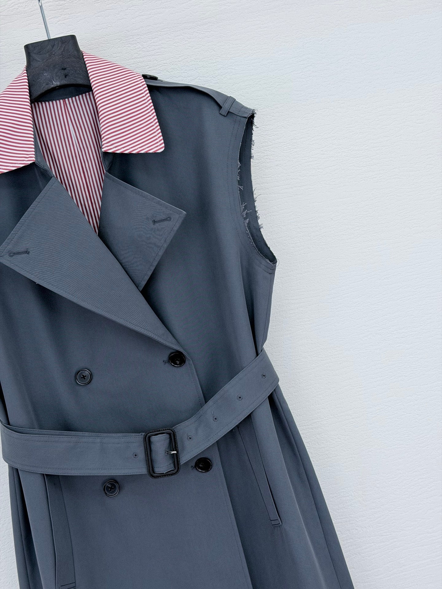 26SS NEW Striped contrasting lapel trench coat long vest jacket