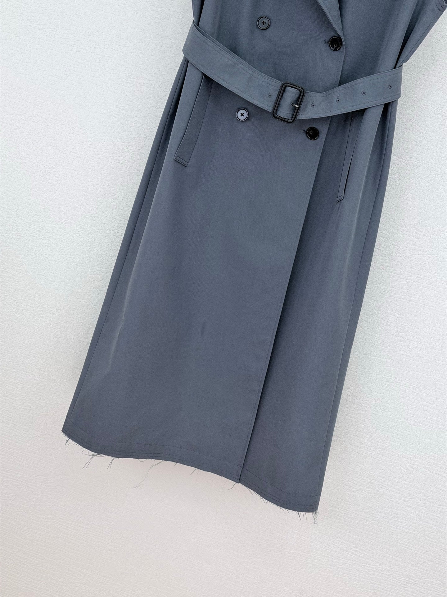 26SS NEW Striped contrasting lapel trench coat long vest jacket