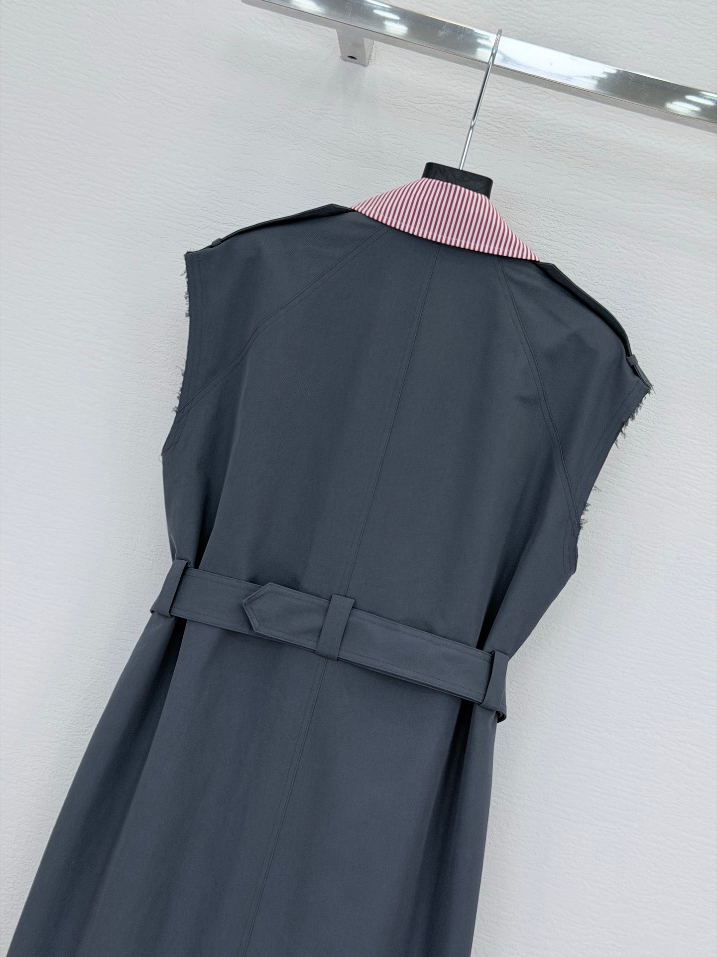 26SS NEW Striped contrasting lapel trench coat long vest jacket
