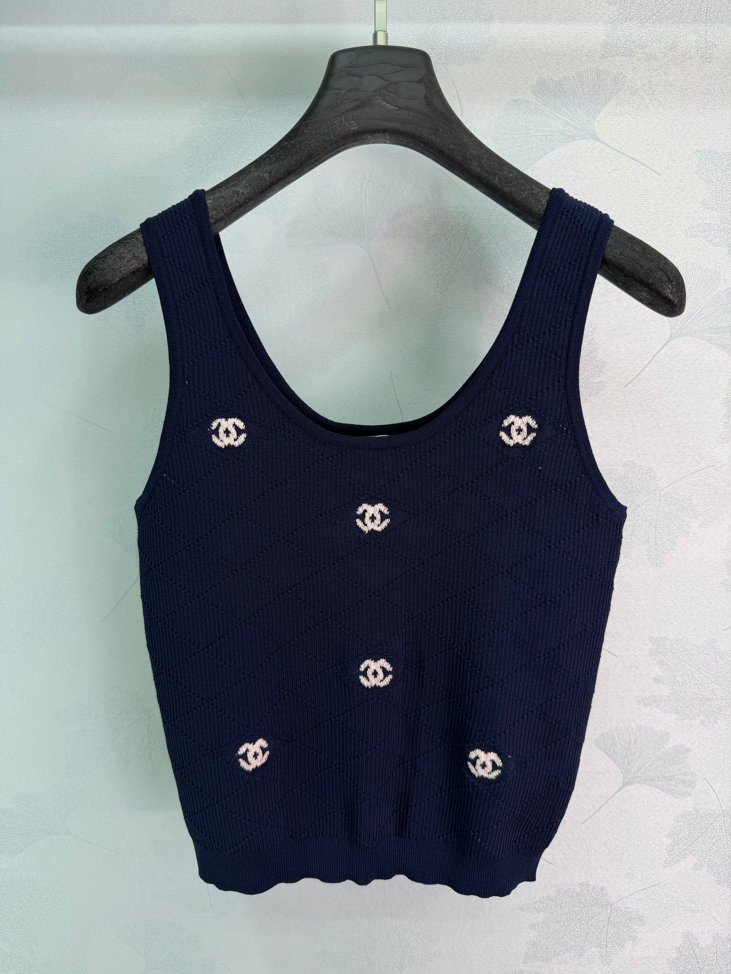 26SS NEW Diamond texture + colorful double C embellished knitted vest