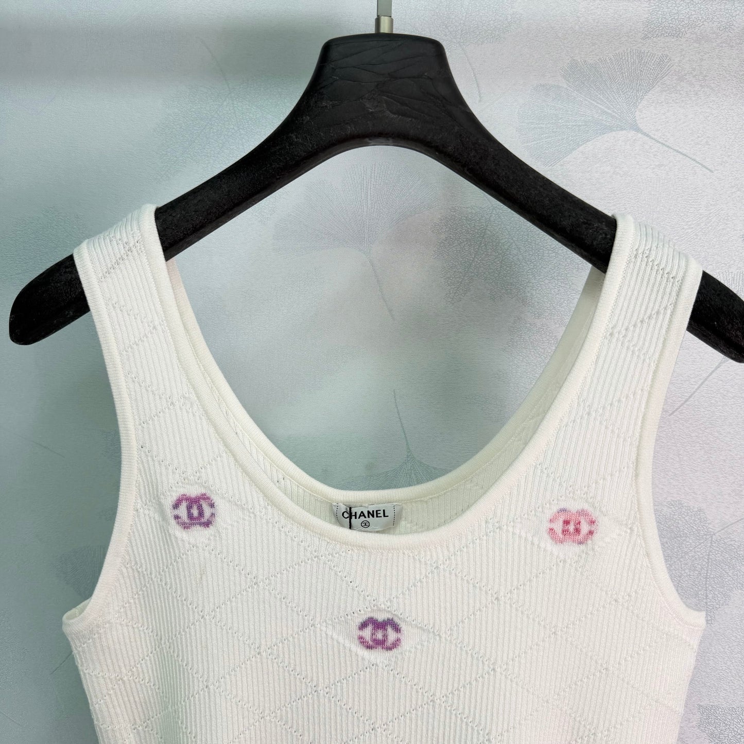 26SS NEW Diamond texture + colorful double C embellished knitted vest