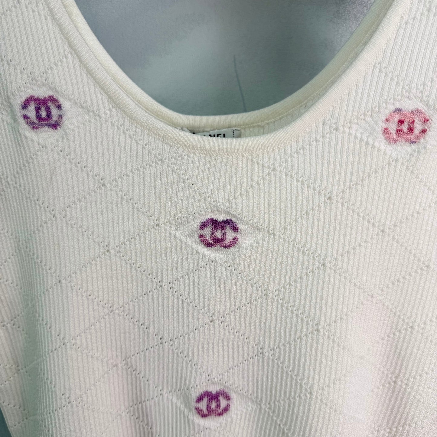 26SS NEW Diamond texture + colorful double C embellished knitted vest