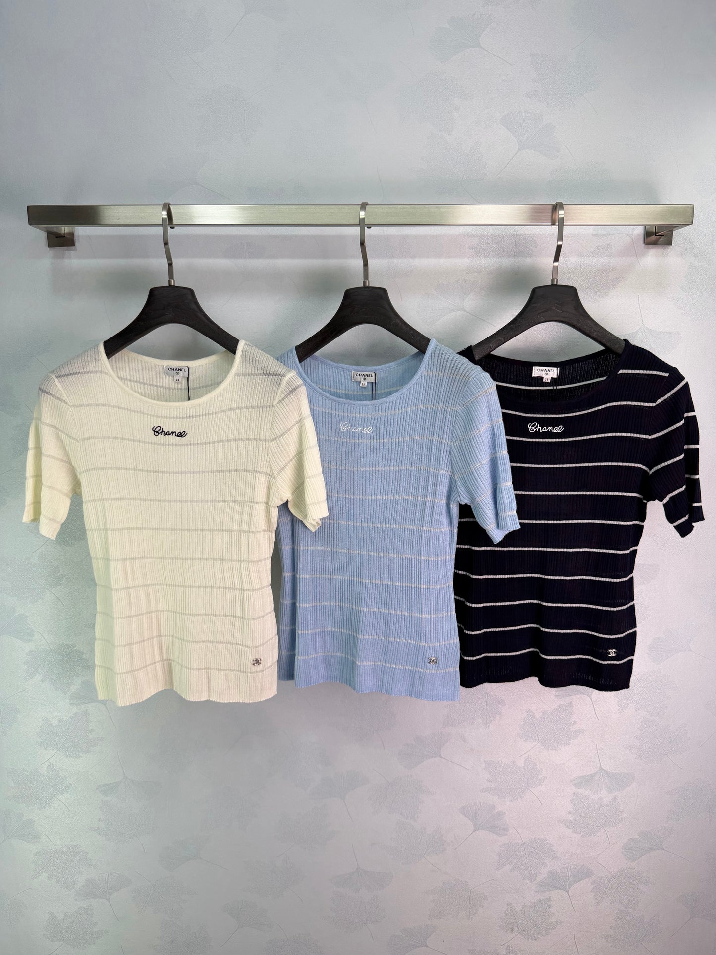 26SS NEW Ultra-thin breathable striped knitted short sleeves